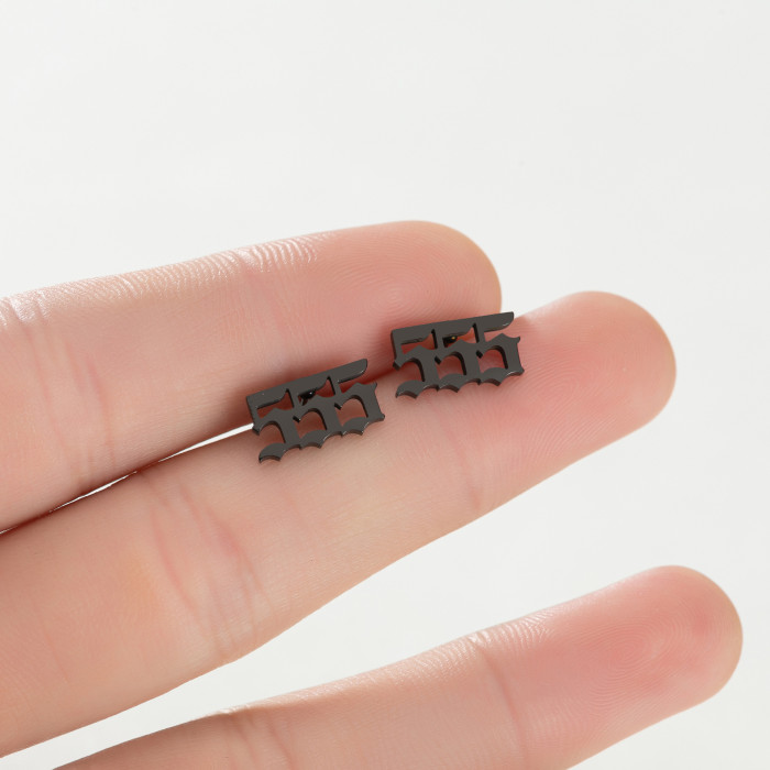New Product Stainless Steel Fashion Personality Number Combination 111-999 Earrings for Women Simple Mini Ear Jewelry