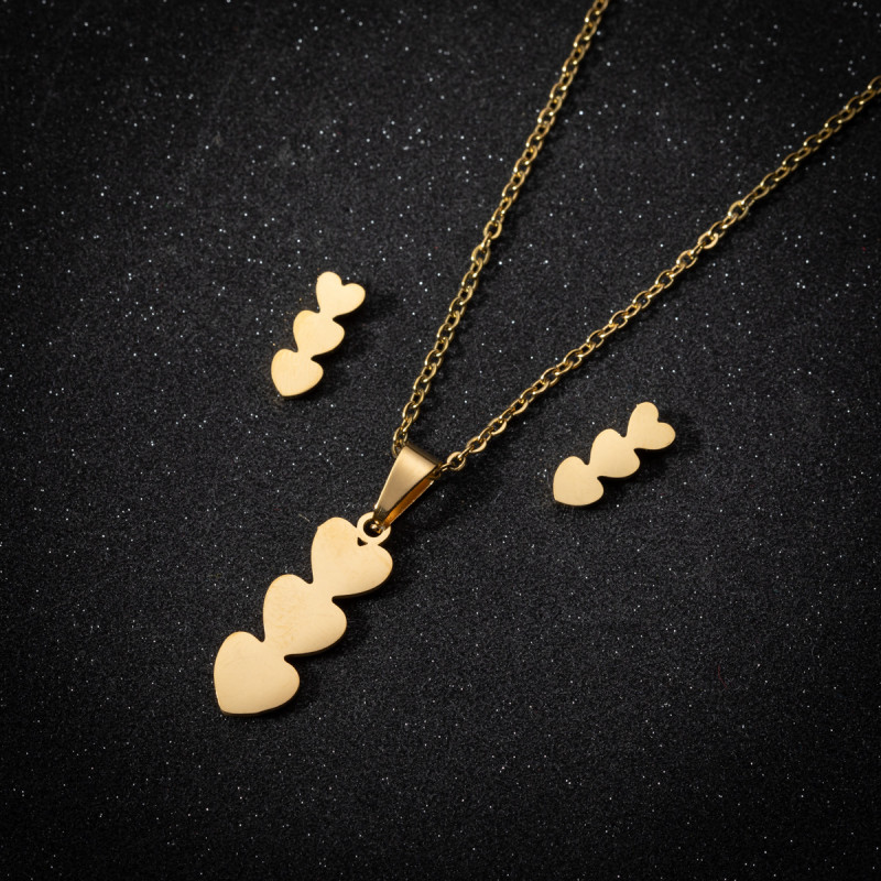 Irregular Women's Simple Heart Pendant Necklace Korean Ins Style Wings Love Heart Musical Note Earrings Personality Jewelry