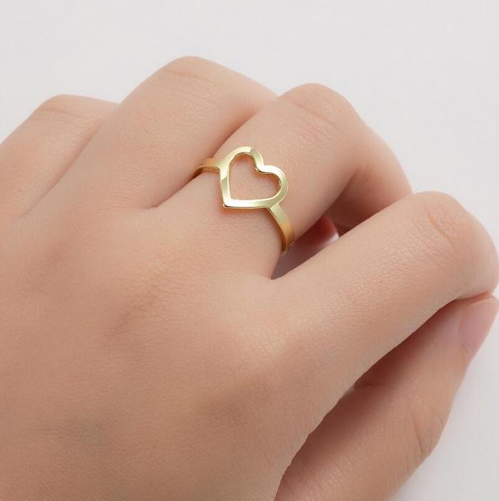 Geometric Love Heart Couple Rings European and American Cross-Border New Stainless Steel Star Triangle Round Vintage Rings Wholesale