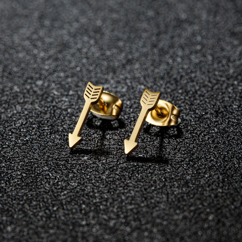 Korean Version INS Style Niche Design Sense Minimalist Cold Style Personality Light Luxury Cupid Arrow Earrings Cross-Border Accessories