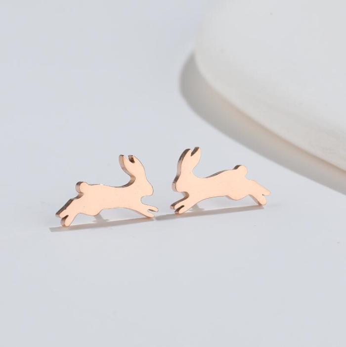 Foreign Trade Cross-Border New Fashion Simple Cute Small Animal Earrings Ins Cat Rabbit Piercing Earrings