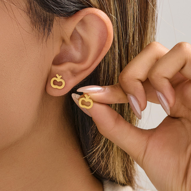 Foreign Trade New Fun Apple Earrings INS Fashion Cartoon Cute Fresh Fruit Christmas Eve Ear Accessories