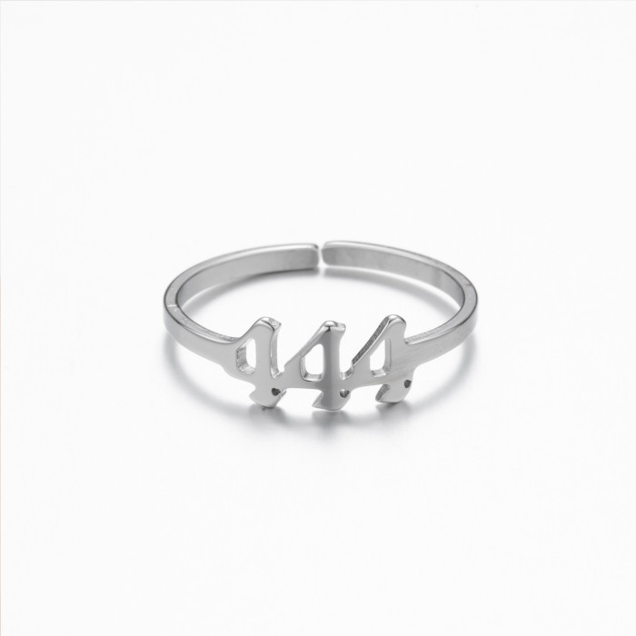 Amazon Lucky Number Angel 111-999 Open 18K Gold Ring Commemorative Gift Stainless Steel Unisex Ring