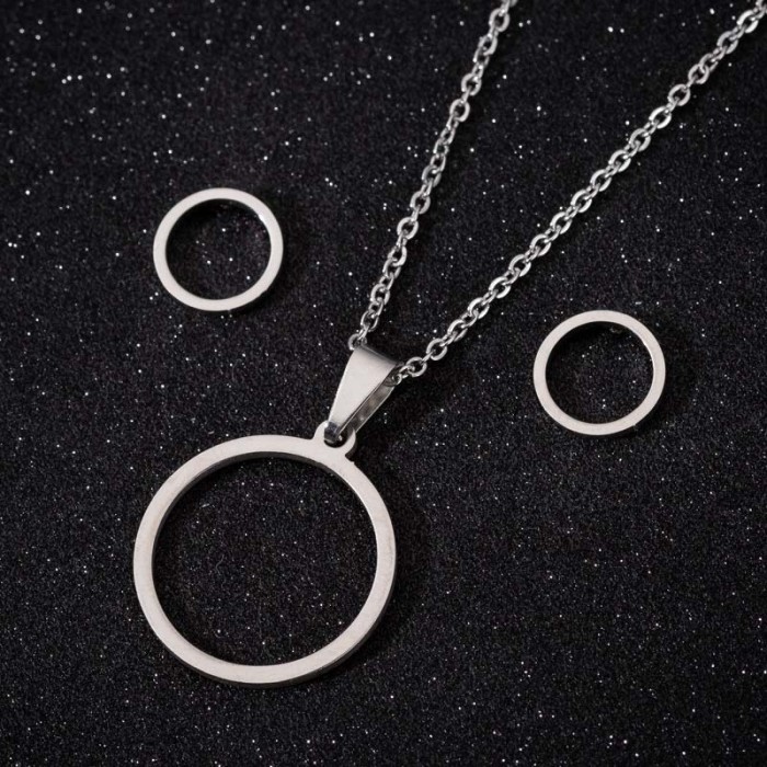 European and American Cross-Border New Small Animal Cat Ear Stud Necklace Set for Men and Women Accessories Small Accessories Foreign Trade Three-Piece Set Wholesale