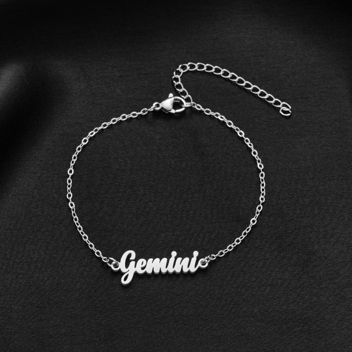 Foreign Trade Cross-Border Versatile Bracelet INS Female Niche Stainless Steel 18K Gold Plated Twelve Constellation Pendant Bracelet Bangle
