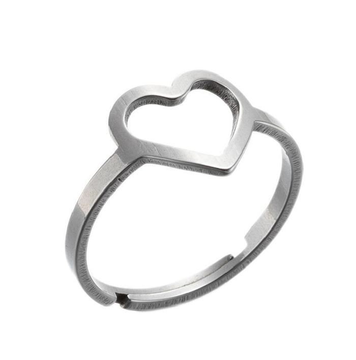 Geometric Love Heart Couple Rings European and American Cross-Border New Stainless Steel Star Triangle Round Vintage Rings Wholesale