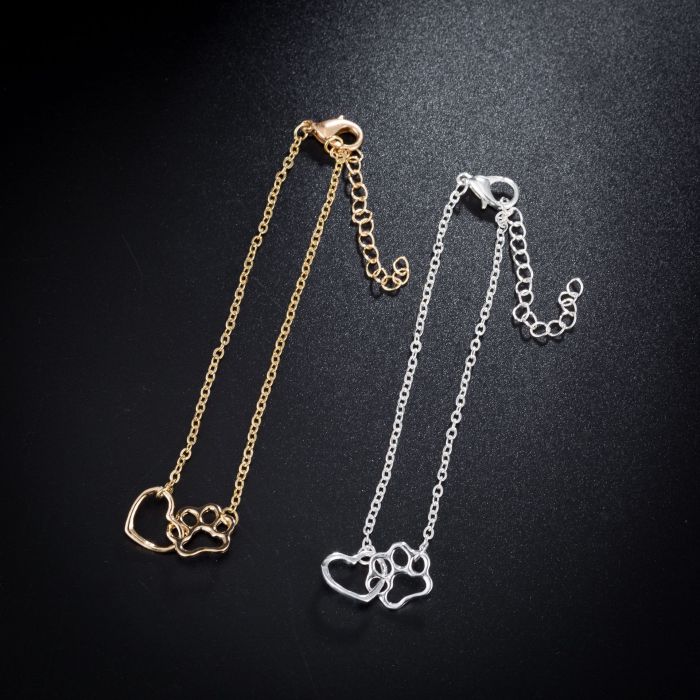 Korean Summer Foreign Trade Heart Bracelet for Women, Ins Style Simple Personality Jewelry, Stainless Steel Electroplated Cat Paw Bracelet