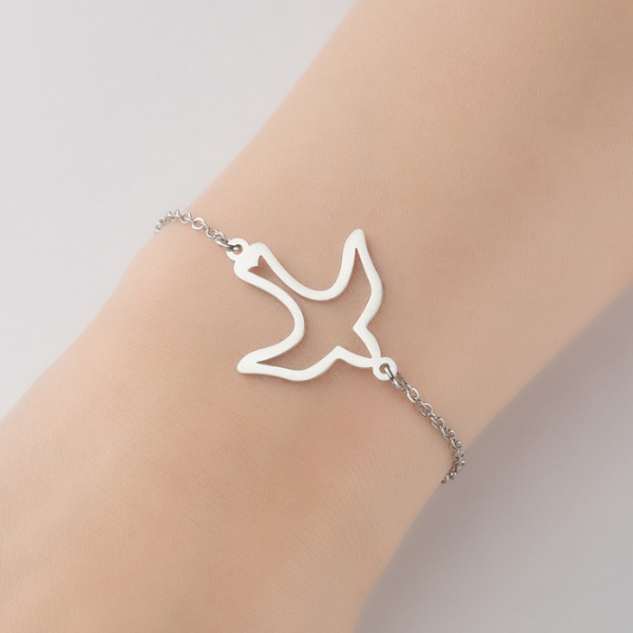 European and American Cross-Border Cute Animal Bird Butterfly Moon Cat Couple Bracelet Non-Fading Bracelet Design Sense Niche Wholesale