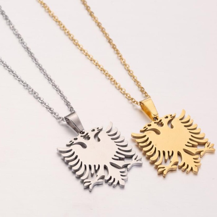 New Accessories Stainless Steel Albanian Eagle Pendant Necklace Women's Fashion Collarbone Chain in Stock Wholesale