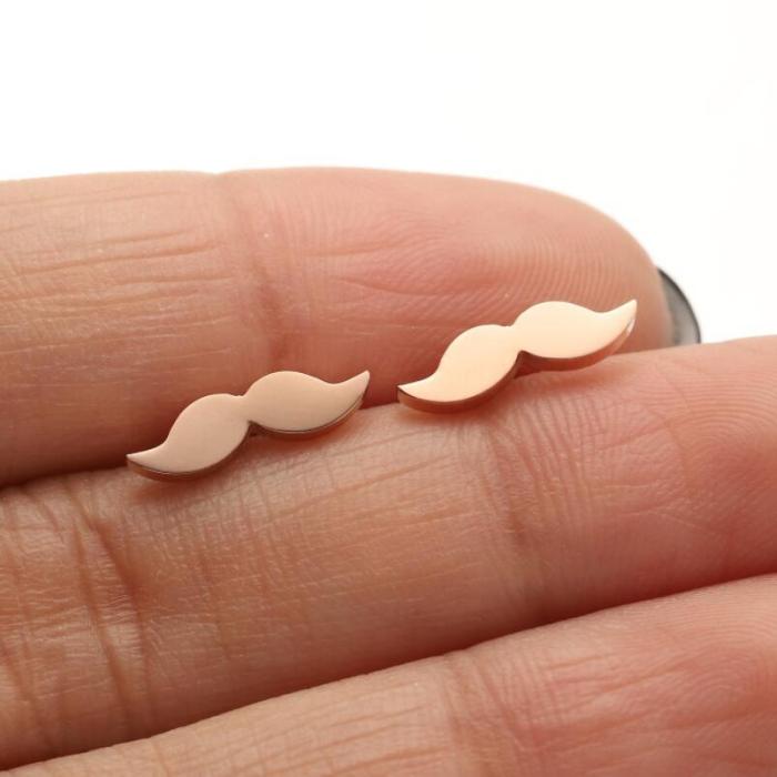 Stainless Steel Earrings New Style Personality Unisex Hip Hop Mustache Simple Stud Earrings Fashion Smooth Cartoon Pattern Earrings
