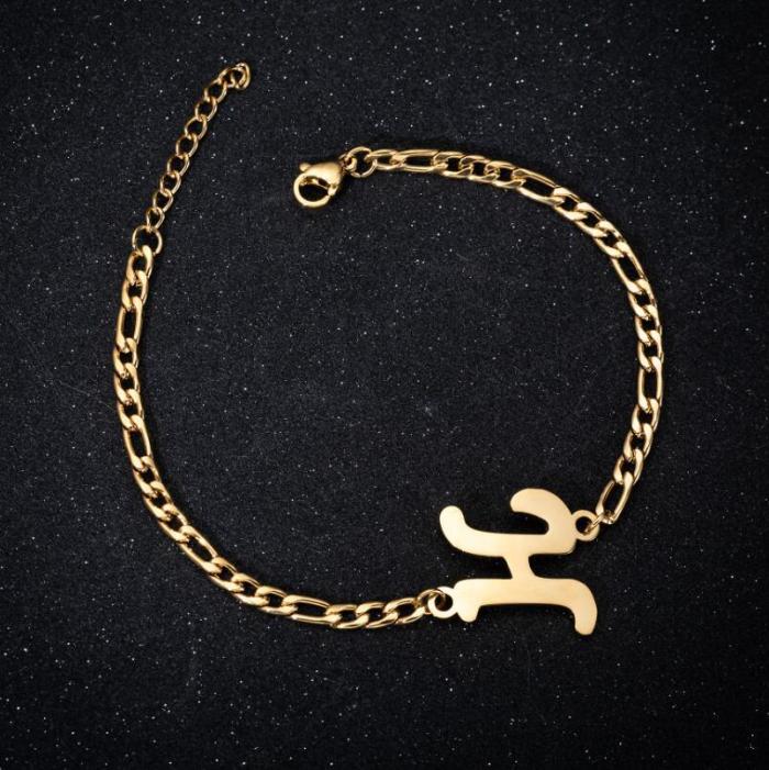 Cross-Border Foreign Trade New Pendant Fashion Bracelet English Letter Couple Bracelet Female European and American Best Friend Metal Bracelet