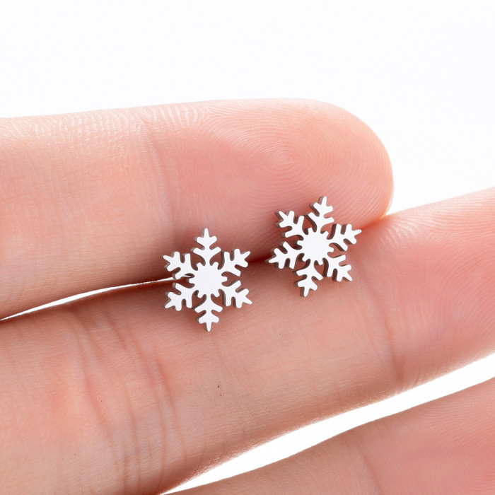 Vintage Hong Kong Style Earrings Ins Fashion Korean New Style Female Temperament Winter Snowflake Christmas Ear Bone...