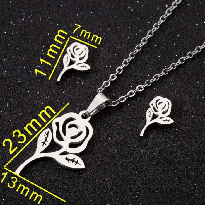 Summer New Cross-Border Crown Snowflake Cactus Skull Moon Flower Butterfly Dragonfly Geometric Earrings Necklace