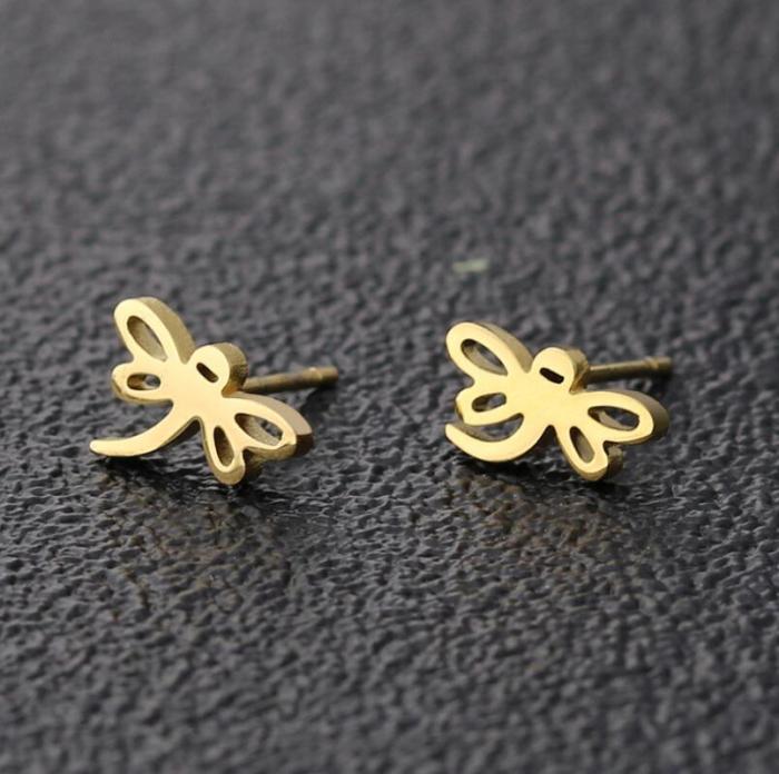 Japanese and Korean Style Dragonfly Earrings for Women, Small and Cute, Forest Style, Simple Earrings, Fashionable Animal New Accessories Wholesale