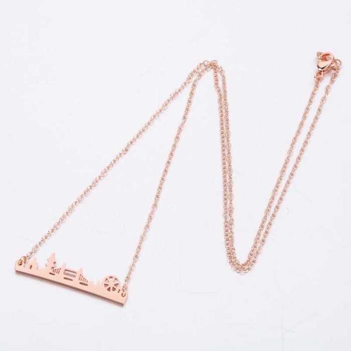 Girl Simple Small Bridge Waterwheel Women's Necklace Ins Fashion New Niche Collarbone Chain Wholesale