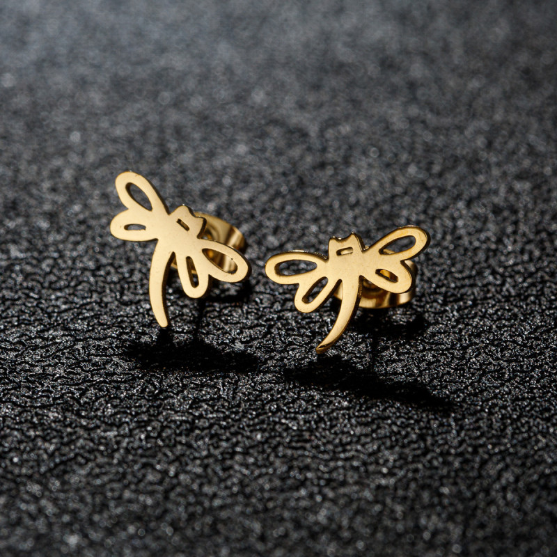 2025 Spring New Stainless Steel Insect Fresh Dragonfly Earrings Ins Simple Ear Accessories Cross-Border Wholesale