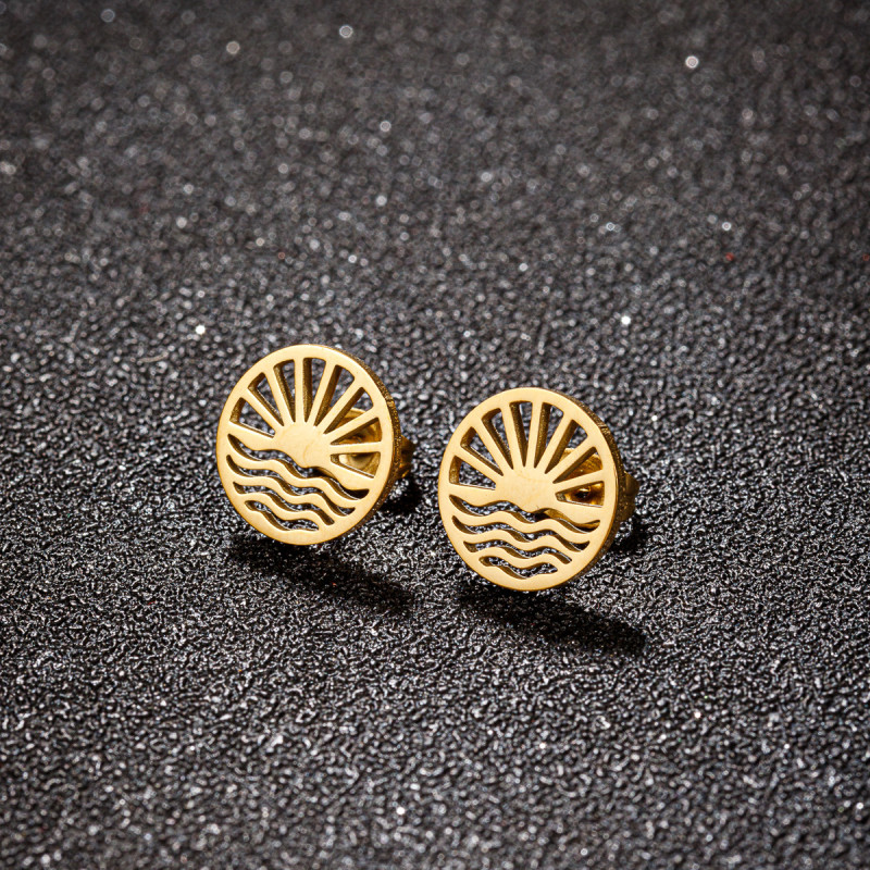 French Style Flower Earrings Ins Hollow Stainless Steel New Rose Flower Maple Leaf Mushroom Earrings Best Friend Ear Jewelry