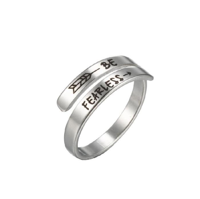 Vintage Open Ring INS Fashion Stainless Steel Adjustable Jewelry IamEnough Multi-layer Ring for Women Wholesale