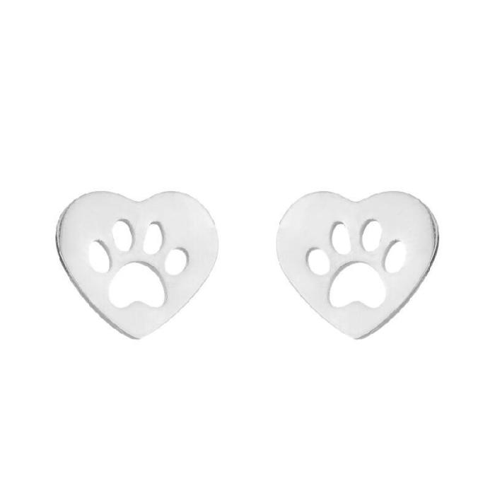 Footprint Earrings Ins Female Niche New Cute Animal Bear Paw Ear Jewelry fashion Geometric casual Love Heart-shaped