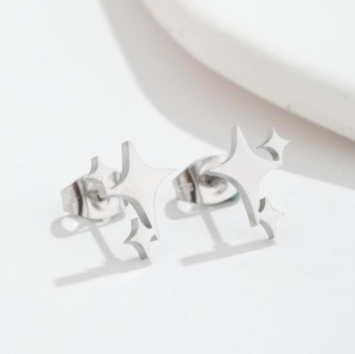 Stainless Steel 18K Gold Plated Star Earrings Ins Style Fashion Simple Earrings Sweet Geometric Elegant Ear Jewelry