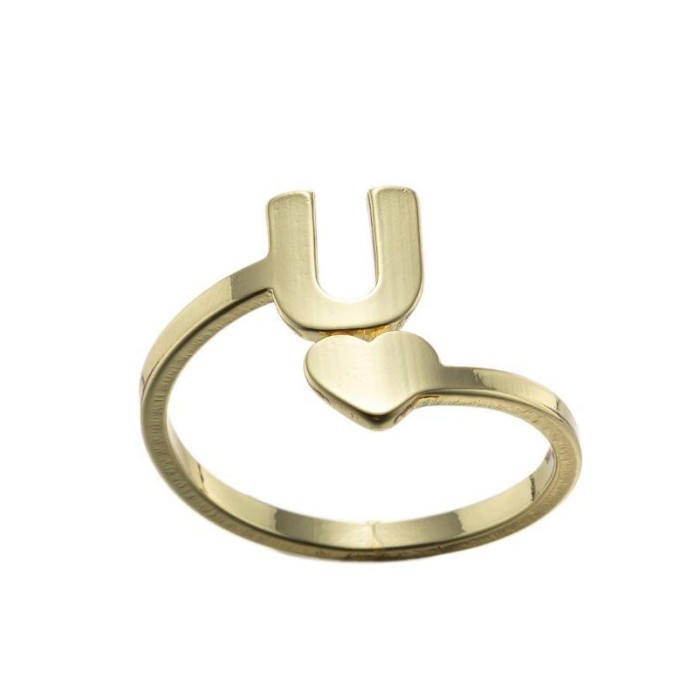 New Letter Open Ring for Women, European and American Simple Fashion Couple Rings, Heart Vintage Rings for Girls, Wholesale