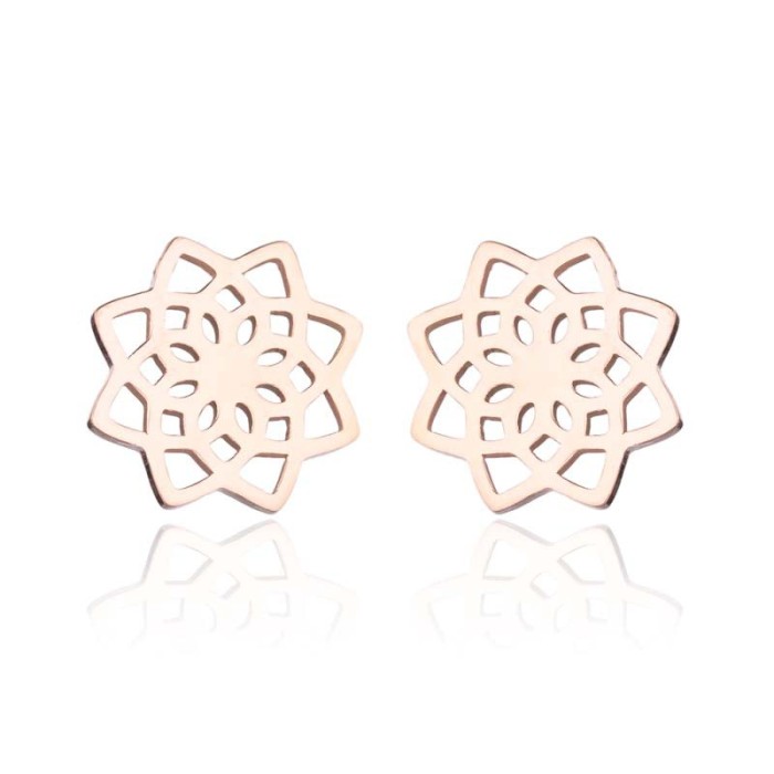 Vintage Lotus Earrings Ins Style Feminine Artistic Fresh Fashion Hollow Flower Korean Simple Earrings In Stock