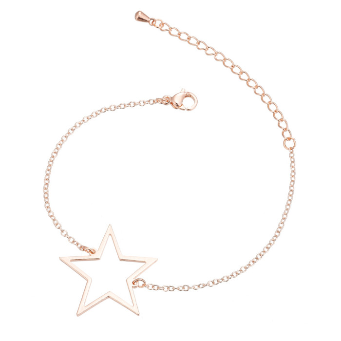 European and American New Style Jewelry Women's Simple Geometric Stainless Steel Hollow Mickey Head Star Double Heart Airplane Bracelet