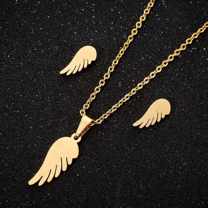 Christmas Fashion Simple Galloping Deer Snowflake Feather Hollow Skull Stud Earrings Necklace Wholesale