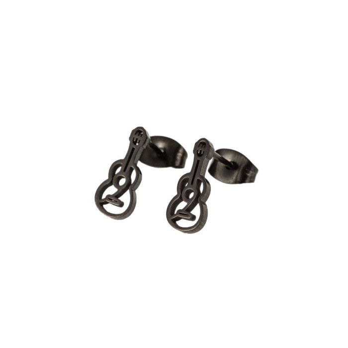 INS Style 18K Gold Plated Violin Hollow Earrings Music Series Stainless Steel Guitar Mini Earrings Wholesale