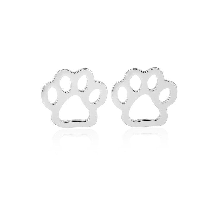 European and American Style Jewelry Simple Hollow Dog Paw Cat Paw Earrings Cute Pet Paw Footprint Animal Earrings In Stock Wholesale