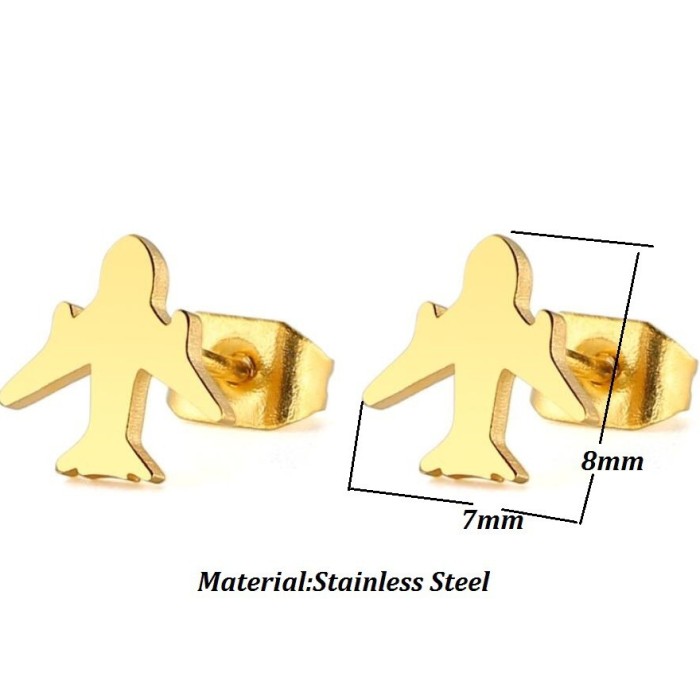 Women's Korean Style Fresh and Cute Airplane-Shaped Earrings Take You Around the World Mini Ear Jewelry Cross-Border Wholesale