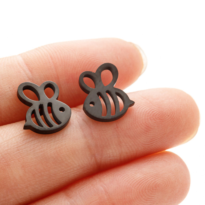 2025 Spring New Stainless Steel Cut Simple Cartoon Little Bee Earrings Cross-Border E-commerce Accessories In Stock Wholesale