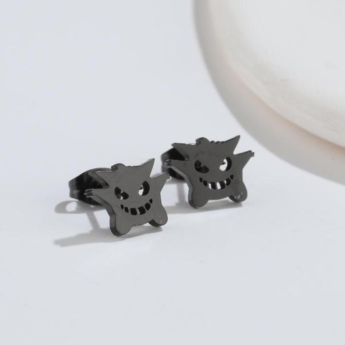 New Style Stainless Steel Mini Quirky Pumpkin Skull Bat Spider Earrings for Christmas and Halloween Wholesale