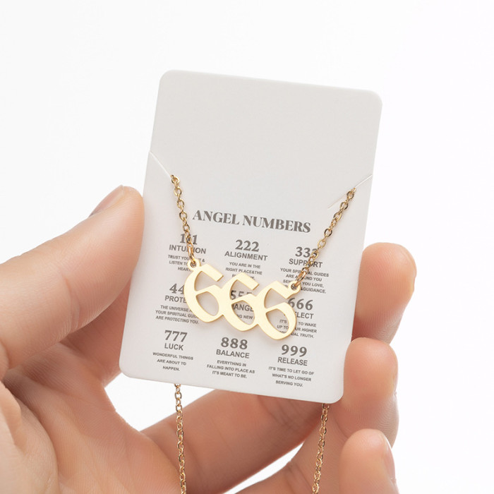 European and American New Angel Number Necklace Ins Female Niche Number Number 111-999 Stainless Steel Light Luxury Sweater Chain