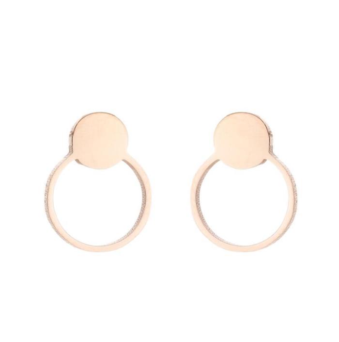European and American Cross-Border Christmas New Geometric Round Earrings Simple Star Moon Heart Stud Earrings Stainless Steel Snowflake Earrings