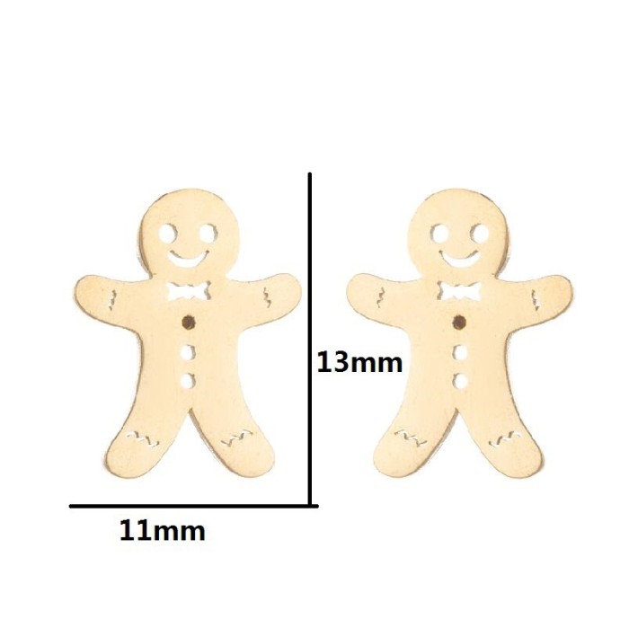 Korean Cartoon Character Fun Earrings Ins Fashion Simple Personality Gingerbread Man Ear Bone Stud Versatile Earrings Wholesale