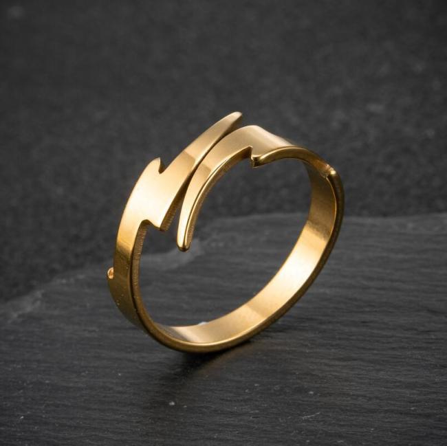 European and American Cross-Border Jewelry Smooth Open Ring INS Retro Fashion Geometric Simple Lightning Ring for Women Niche