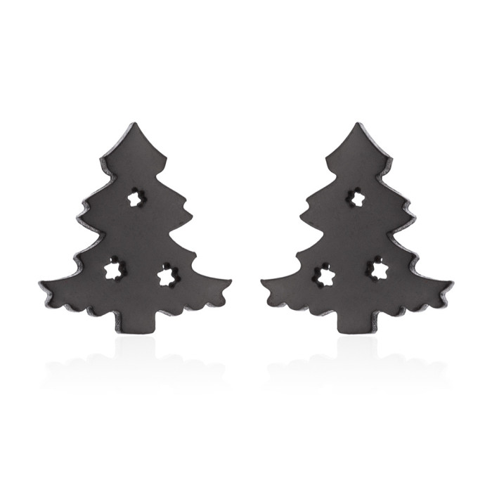 Fashion Simple Stainless Steel Christmas Tree Earrings for Women Fresh Christmas New Year Gift Earrings Wholesale