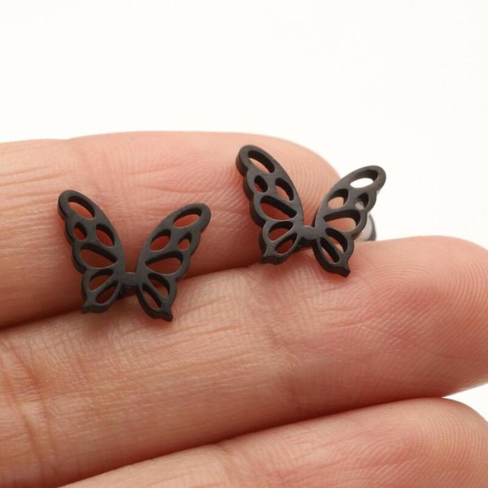 Amazon New Earrings for Girls Cute Spring Summer Butterfly Wings Heart Pattern Personality Stud Earrings In Stock Wholesale