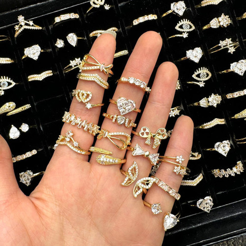 Cross-Border Geometric Ring for Women Open Zircon Ring Niche Design Korean Fashion Personality Index Finger Random Wholesale