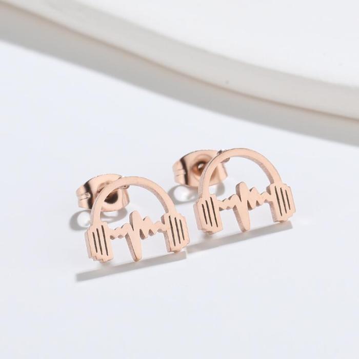 New Retro Horn Accordion Earrings Ins Personality Music Headphones Singing Microphone Hip-Hop Ear Jewelry