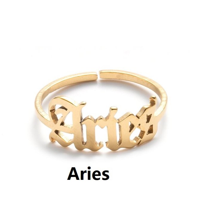 New Stainless Steel Ring for Women, Ins Style, Non-Fading, Open Vintage Simple English Letter Ring for Men, Wholesale
