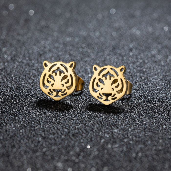 Foreign Trade Cross-Border Stainless Steel Cute Animal Earrings Ins Fashion Cat Rabbit Alpaca Pig Earrings Wholesale