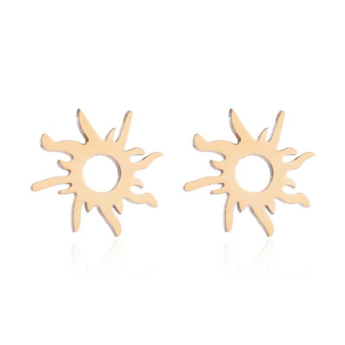European and American Cross-Border Solar System Three-Piece Set for Women Simple Fresh Hollow Sun Collarbone Chain Earrings In Stock Wholesale