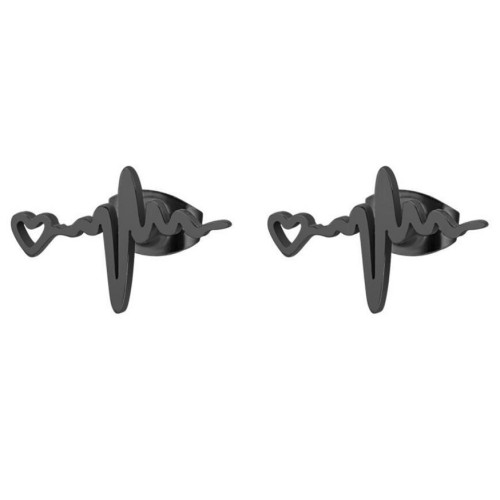 Japanese and Korean Style Heart Electrocardiogram Earrings Ins Fashion Simple Cute Personality Heart Lightning Ear Bone Stud Wholesale