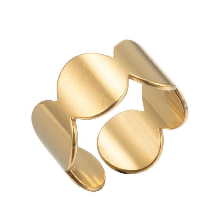 Cross-Border New Japanese and Korean Open Heart Ring for Women Geometric Simple Stainless Steel Hollow Couple Rings Wholesale