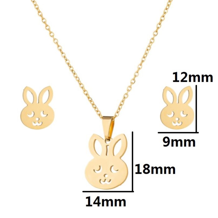 Foreign Trade Stainless Steel New Jewelry Set for Women Cute Snake Bee Butterfly Necklace Earrings Three-Piece Jewelry Set Wholesale