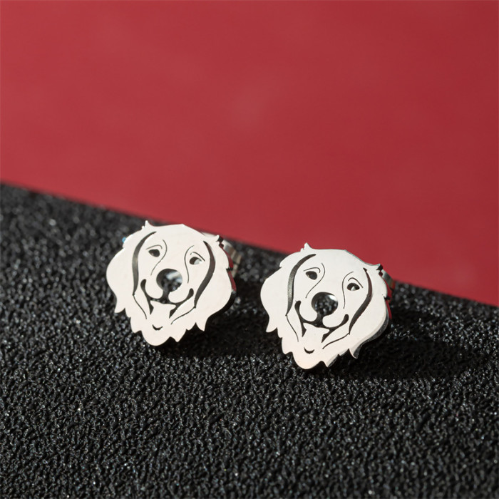 Fashion Niche Personality Women's Earrings Design Sense Small Animal Pet Dog Head Earrings Stainless Steel Jewelry in...