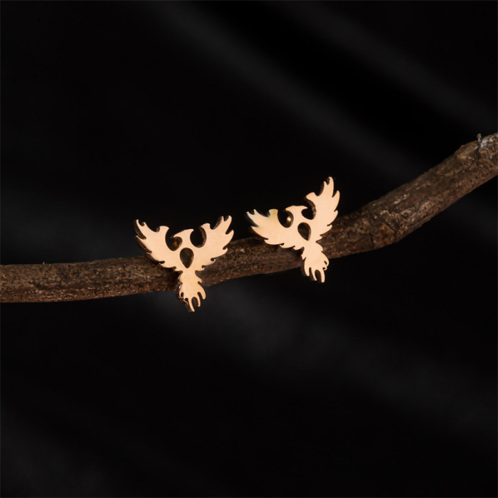 New Simple Versatile Design Sense Niche Fashion Personality Niche Stainless Steel Bird Totem Earrings for Women