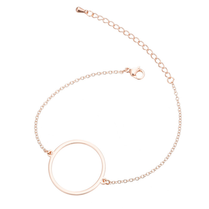 European and American New Style Jewelry Women's Simple Geometric Stainless Steel Hollow Mickey Head Star Double Heart Airplane Bracelet